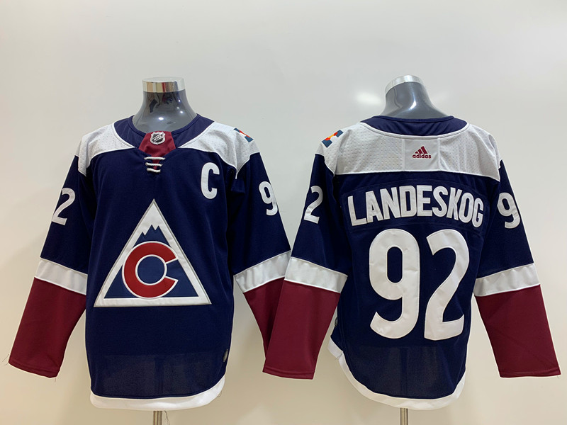 Men's Colorado Avalanche Gabriel Landeskog #92 Navy Alternate Captain Patch Primegreen Authentic Pro Jersey